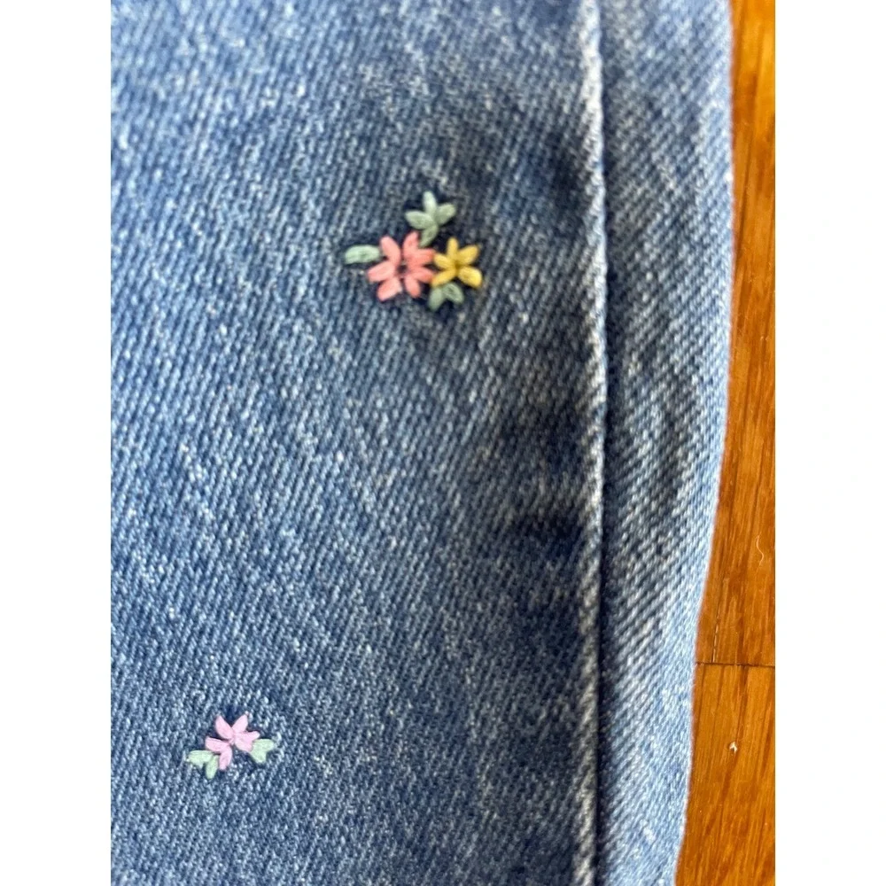 Old Navy‎ Girls High-Rise Flare Embroidered Floral Denim Jeans Blue Size 14 NWT